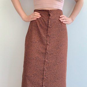 Urban Outfitters Buttonup Animal Print Midi Skirt